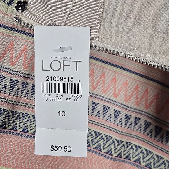 Tribal Southwest Textured Mini Skirt Zip Multicolor Stripes Cotton Fabric NWT - Picture 12 of 15